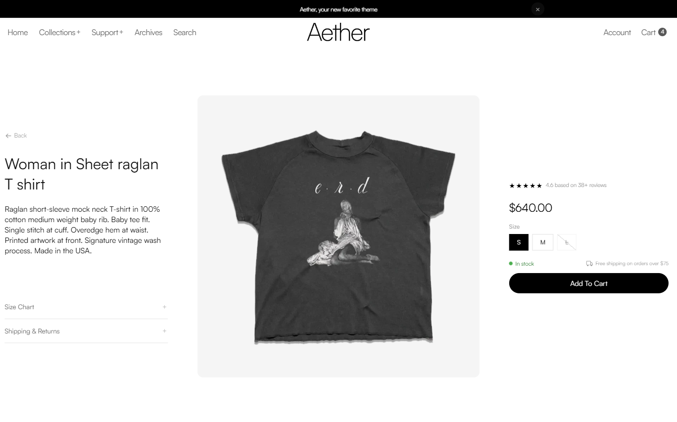 Aether, Product page