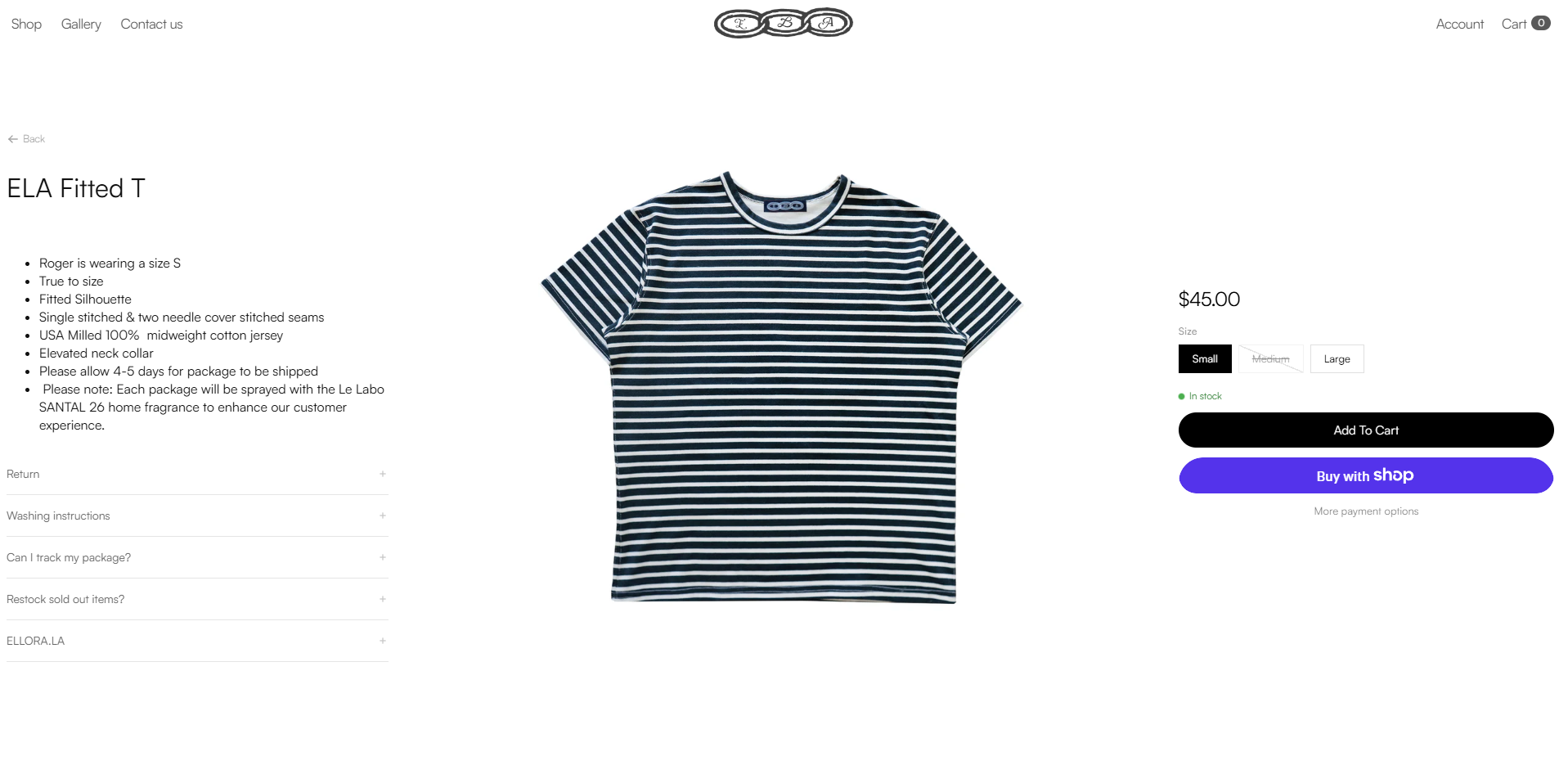 Ellora LA, Product page